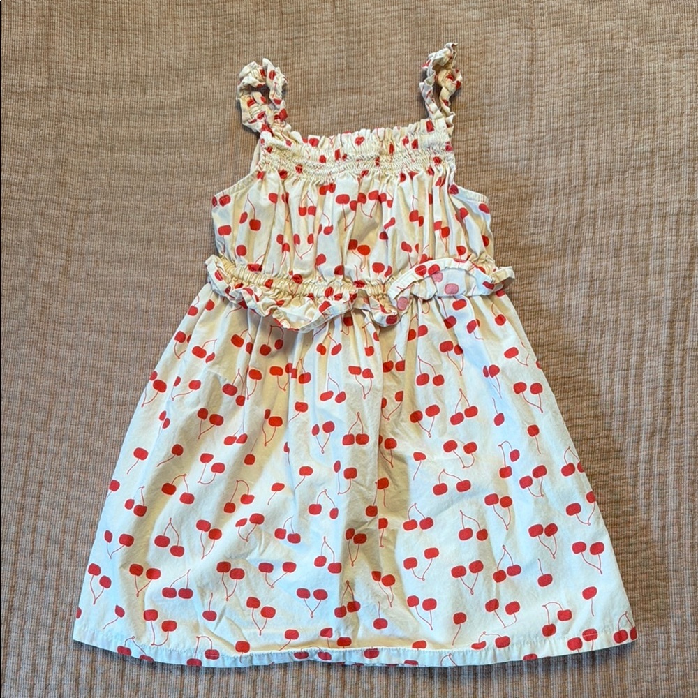 Girls' Cream Cherry Print Sundress